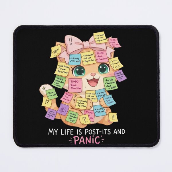 Item preview, Funny ADHD Cat Post Its Panic Life designed and sold by Luna's World - Moody Vibes Studio.