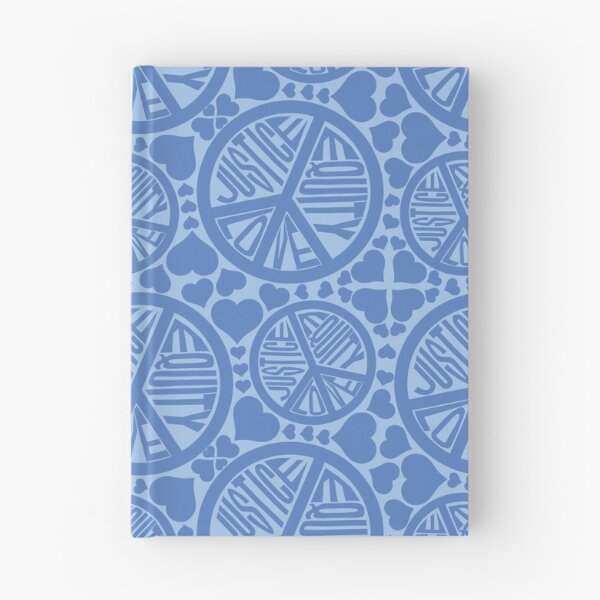Item preview, Peace Love Justice Equity with Hearts in Blue designed and sold by Digitalmyth's Designs.
