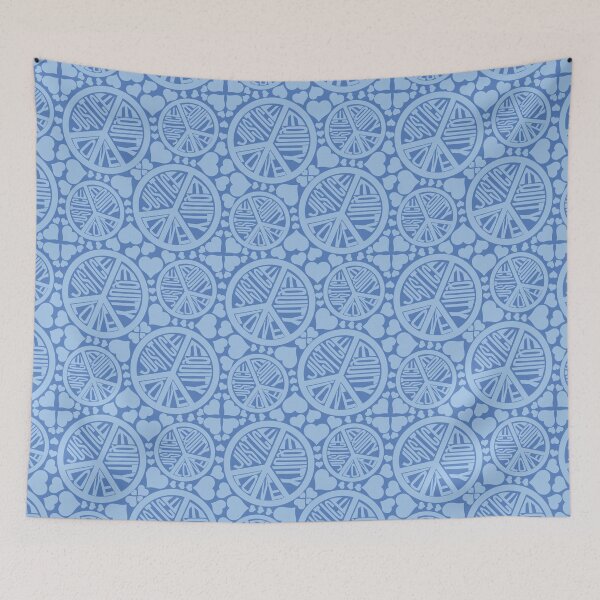 Item preview, Peace Love Justice Equity with Hearts in Blue designed and sold by Digitalmyth's Designs.