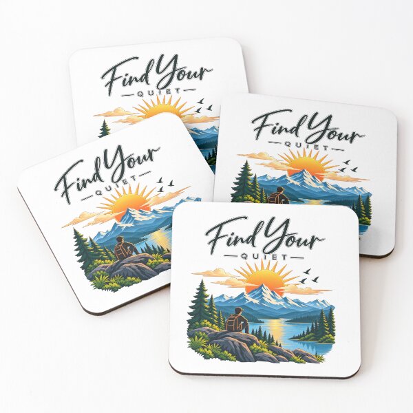 Item preview, Find Your Quiet - Mountain Sunset & Hiker Illustration designed and sold by Ozyven-Creation.
