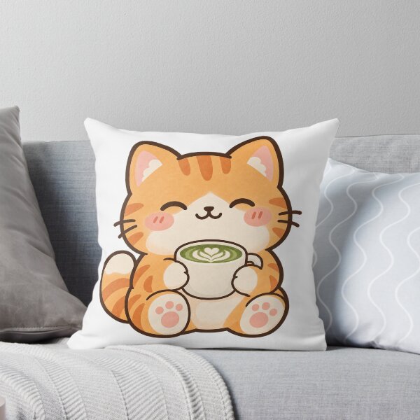 Aperçu de l'œuvre Chat mignon et matcha latte créée et vendue par YnMstudio25.