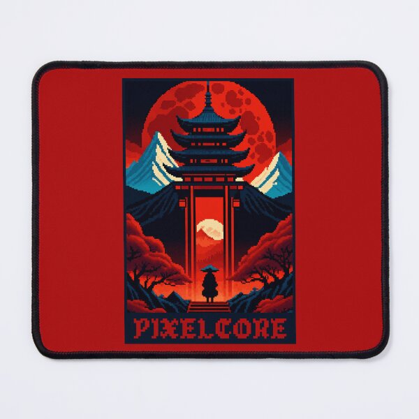 Item preview, Samurai and a Japanese Temple Dojo Pixel Art {PIXELCORE} designed and sold by PIXELCORE-TEE.