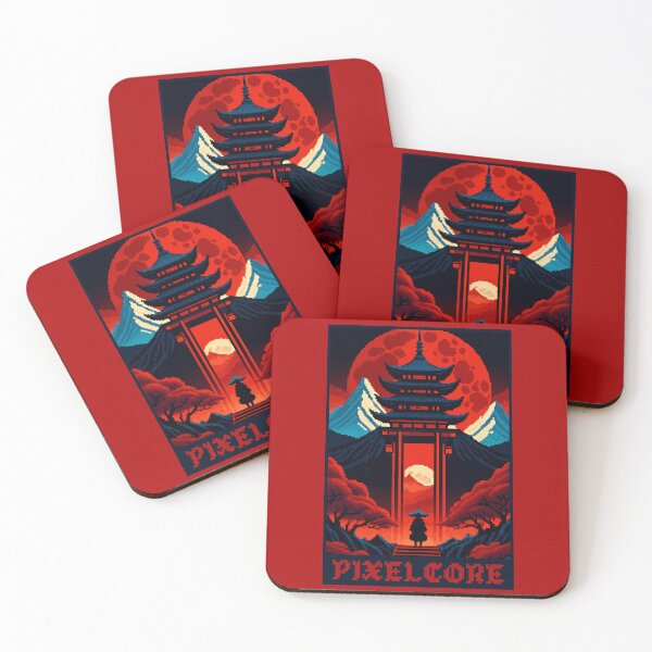 Item preview, Samurai and a Japanese Temple Dojo Pixel Art {PIXELCORE} designed and sold by PIXELCORE-TEE.