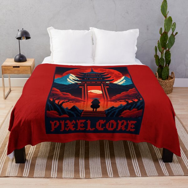 Item preview, Samurai and a Japanese Temple Dojo Pixel Art {PIXELCORE} designed and sold by PIXELCORE-TEE.