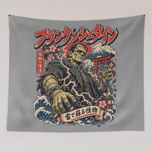 Item preview, Frankenstein Reanimated Stitched Monster Japanese Vintage Horror Art designed and sold by ElizBurkes.