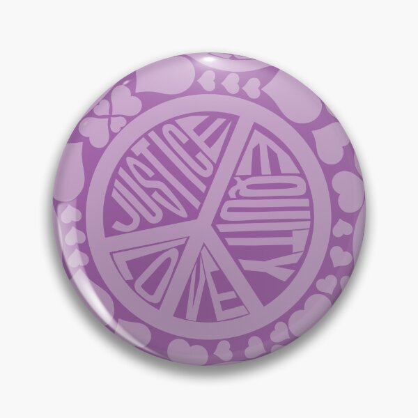 Item preview, Peace Love Justice Equity with Hearts in Purple designed and sold by Digitalmyth's Designs.