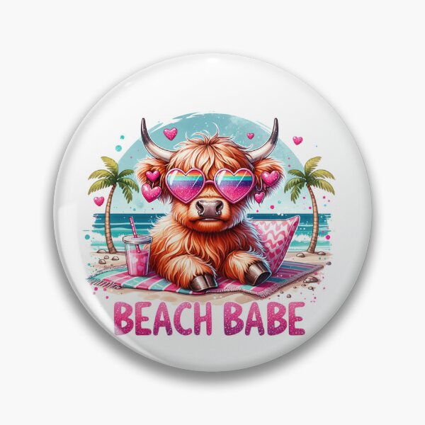 Artikelvorschau, Highland Cow Beach Babe Summer Vacation Girl entworfen und verkauft von Polaris Bear.