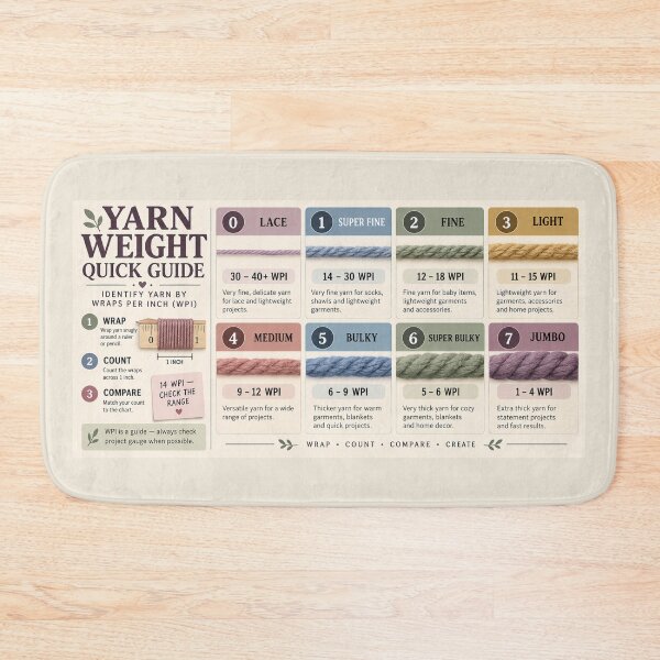 Item preview, Yarn Weight Quick Guide Desk Mat – WPI Reference for Knitting & Crochet designed and sold by astersgraphics.