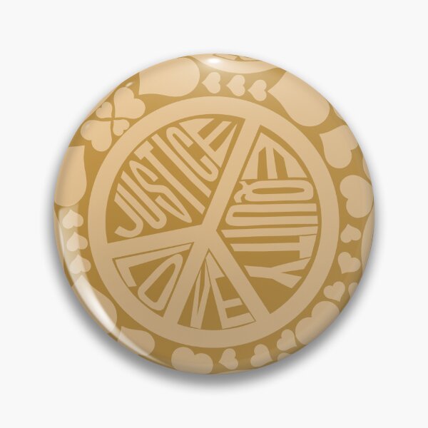 Item preview, Peace Love Justice Equity with Hearts in Gold designed and sold by Digitalmyth's Designs.