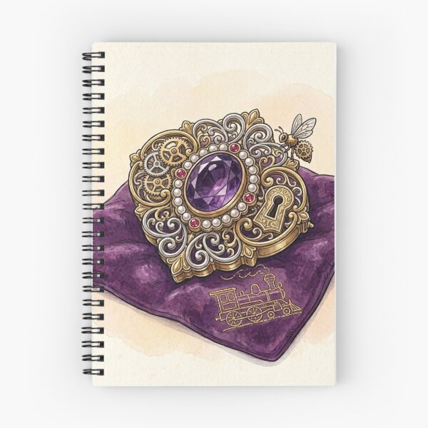 Item preview, Victorian Steampunk Amethyst Brooch watercolor Illustration designed and sold by Yaqon.