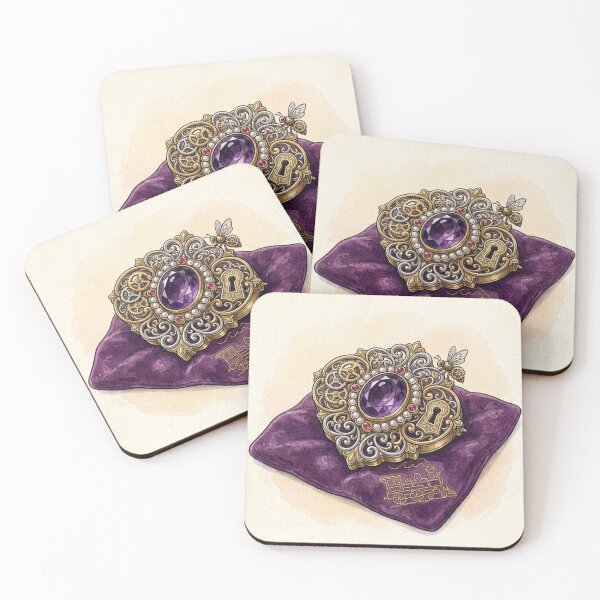 Item preview, Victorian Steampunk Amethyst Brooch watercolor Illustration designed and sold by Yaqon.