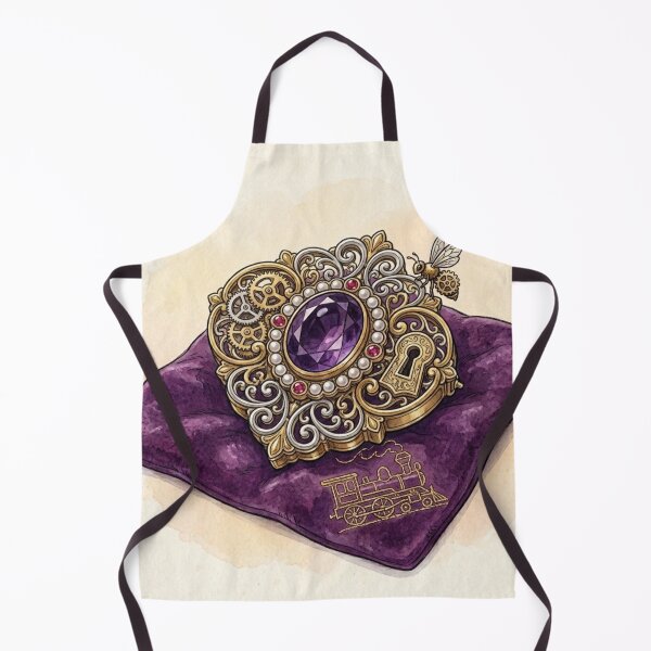 Item preview, Victorian Steampunk Amethyst Brooch watercolor Illustration designed and sold by Yaqon.