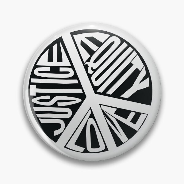 Item preview, Peace Love Justice Equity with Heart Diamonds in White & Black designed and sold by Digitalmyth's Designs.