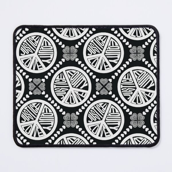 Item preview, Peace Love Justice Equity with Heart Diamonds in White & Black designed and sold by Digitalmyth's Designs.