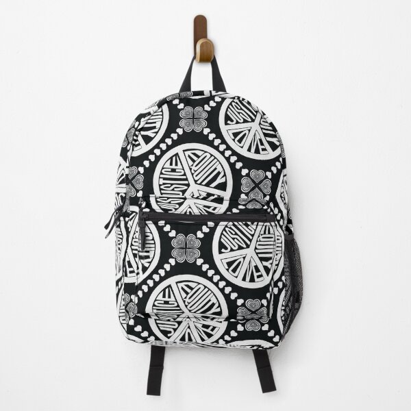 Item preview, Peace Love Justice Equity with Heart Diamonds in White & Black designed and sold by Digitalmyth's Designs.