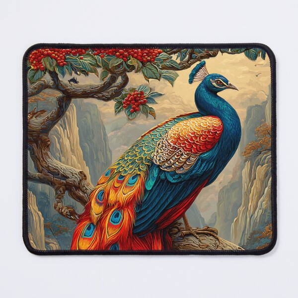Item preview, Vibrant Peacock Among Serene Mountains and Trees designed and sold by Artessie.