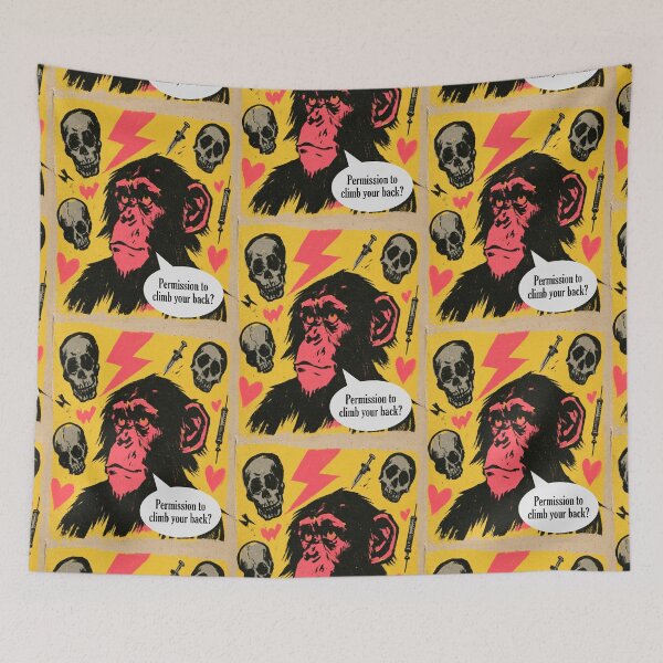 Item preview, Permission to Climb Your Back? Trippy Junkie Monkey Surreal Art designed and sold by Ignorant-Artist.