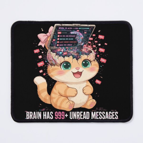 Item preview, Funny Brain Overload Cat 999 Messages designed and sold by Luna's World - Moody Vibes Studio.