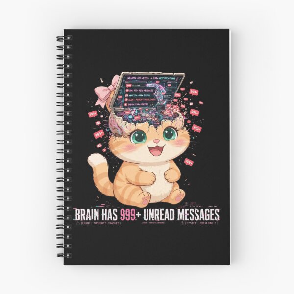 Item preview, Funny Brain Overload Cat 999 Messages designed and sold by Luna's World - Moody Vibes Studio.