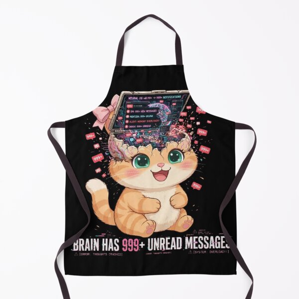 Item preview, Funny Brain Overload Cat 999 Messages designed and sold by Luna's World - Moody Vibes Studio.