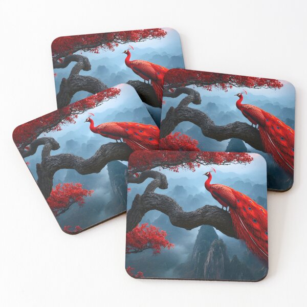 Item preview, Majestic Red Peacock Perched on a Tree Branch designed and sold by Artessie.