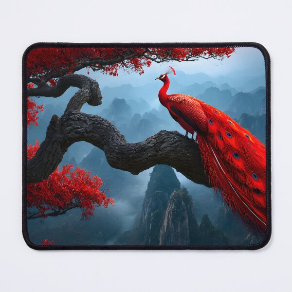 Item preview, Majestic Red Peacock Perched on a Tree Branch designed and sold by Artessie.