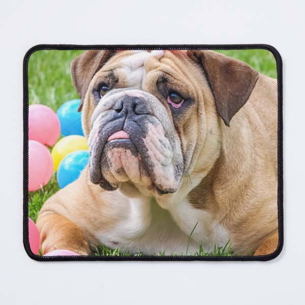 Item preview, English Bulldog with Pink Bow and Colorful Balls designed and sold by VanGaldo.