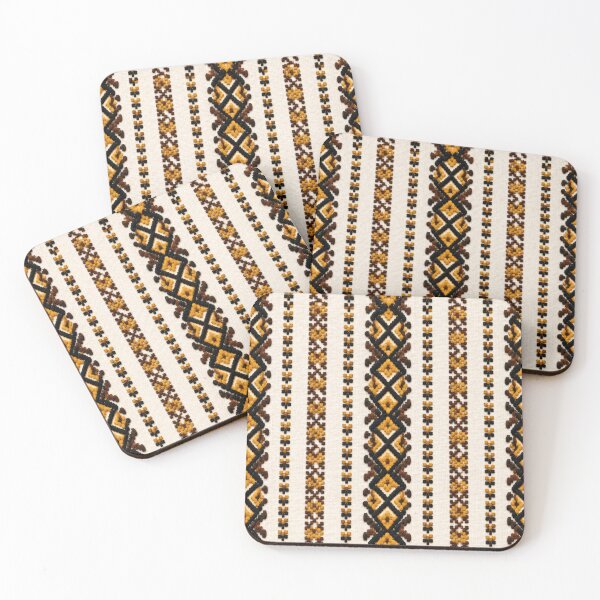 Item preview, Traditional Folk Embroidery Pattern in Black, Gold and Brown designed and sold by DansCreations42.