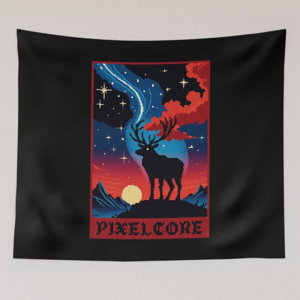 Item preview, Wild Deer in a Mystical Night Sky Pixel Art {PIXELCORE} designed and sold by PIXELCORE-TEE.