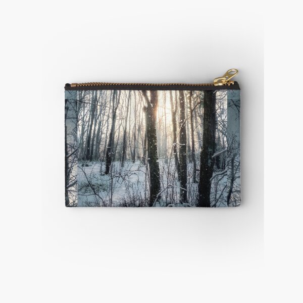 Item preview, Winter Forest Fine Art Photography Canvas Print | Snowy Woodland Trees Wall Art | Atmospheric Cold Sunlight Nature Poster | Vertical Landscape Photo Decor designed and sold by SergioMiklos.