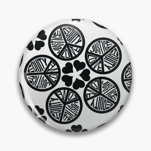 Item preview, Peace Love Justice Equity Radials with Heart Radials in White & Black designed and sold by Digitalmyth's Designs.