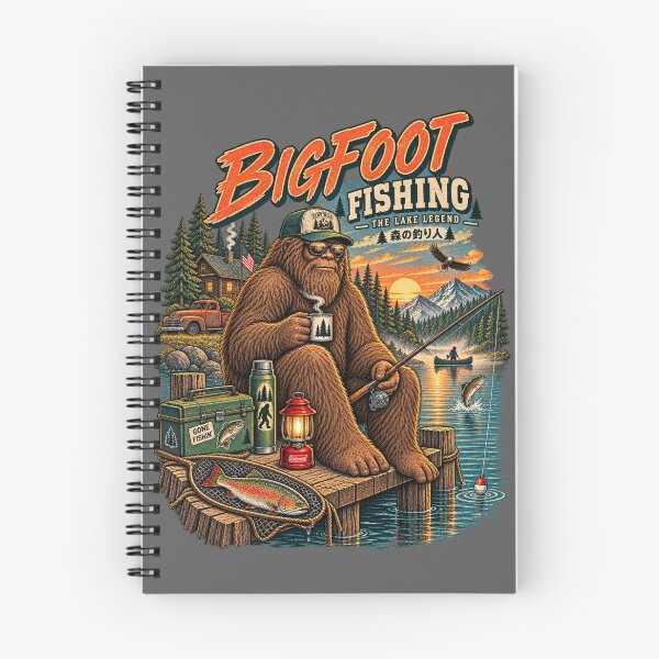 Item preview, Bigfoot Fishing Lake Legend Vintage Outdoor Art designed and sold by ElizBurkes.