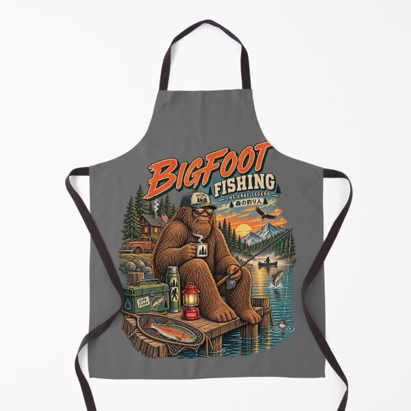 Item preview, Bigfoot Fishing Lake Legend Vintage Outdoor Art designed and sold by ElizBurkes.