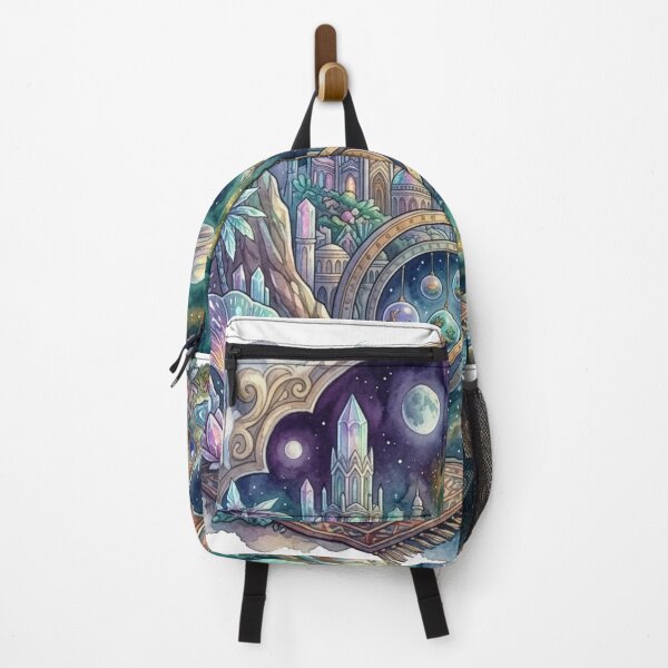 Item preview, Interstellar Sailing Ship in Cosmic Nebula Watercolor Art designed and sold by Yaqon.