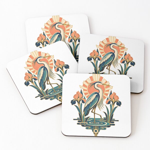 Item preview, Art Deco Heron with Golden Sunrise designed and sold by SomeBoss.