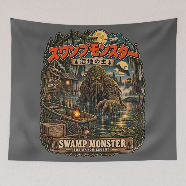 Item preview, Swamp Monster Bayou Legend Vintage Horror Art designed and sold by ElizBurkes.
