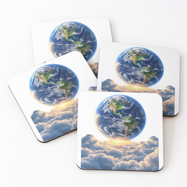 Item preview, Earth Floating Above a Sea of Clouds – Surreal Planet Nature Space Art designed and sold by okay 2 look .