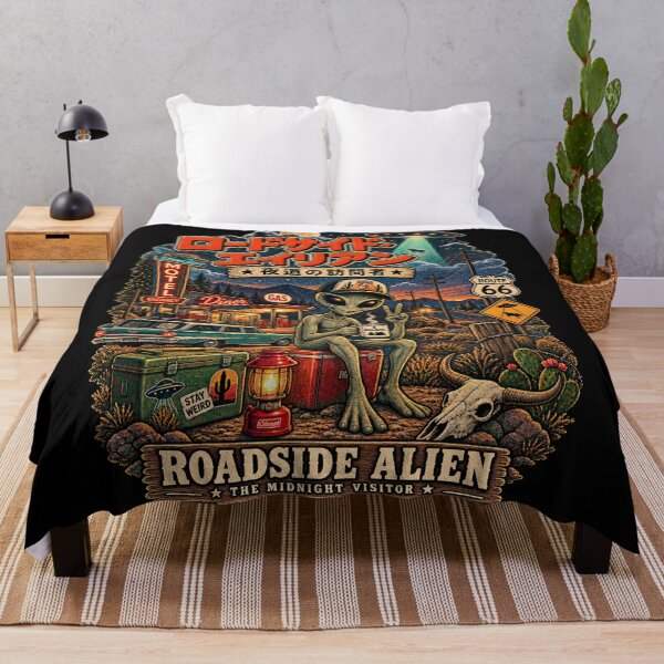Item preview, Roadside Alien Route 66 Retro UFO Desert Art designed and sold by ElizBurkes.