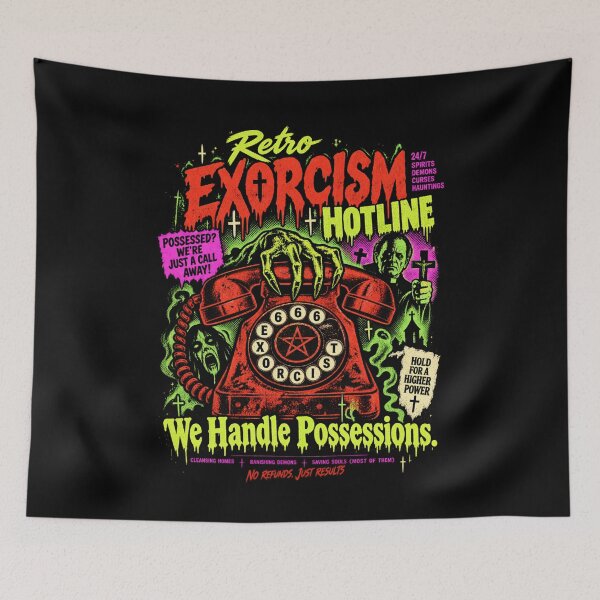 Item preview, Retro Exorcism Hotline – We Handle Possessions Vintage Horror designed and sold by SidTastic .