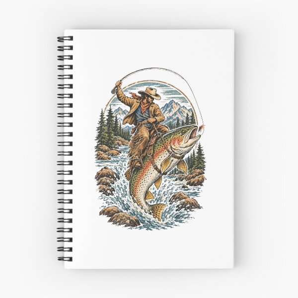 Item preview, Cowboy Riding Giant Trout Surreal Western Fishing Adventure designed and sold by Moizento.