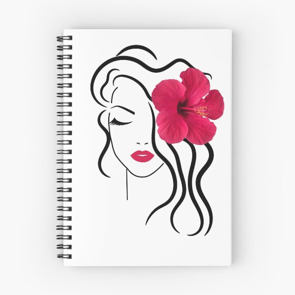 Item preview, Pretty Girl Face Exotic Hibiscus White Black Line Art Shapes Mania designed and sold by Shapes-Mania.