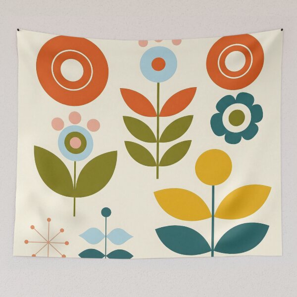 Artikelvorschau, Blumenkunst im Stil der Mid-Century-Moderne | Minimalistische skandinavische Volksblumen entworfen und verkauft von ShabanMerch.