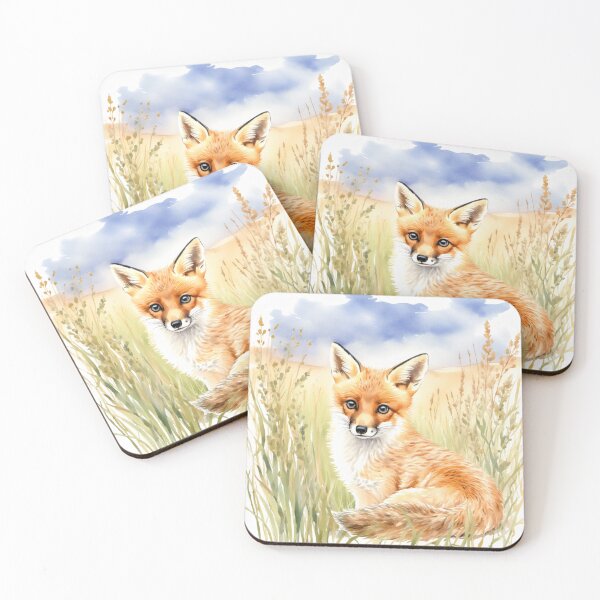 Item preview, Cute Watercolor Red Fox in Meadow Grass designed and sold by Hackl20.