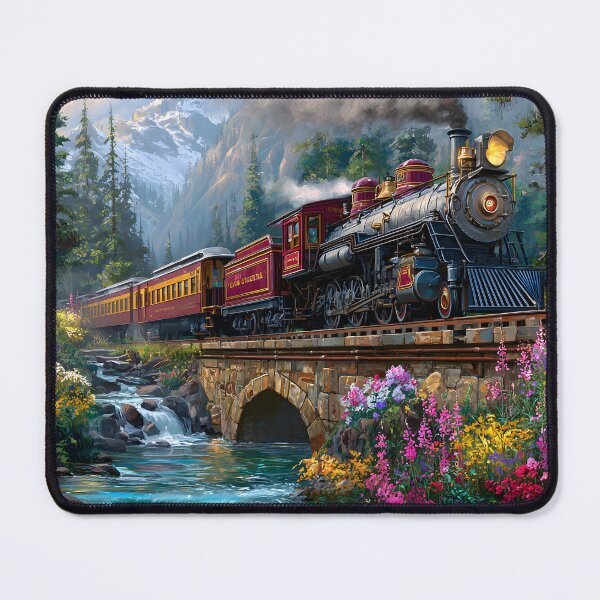 Item preview, Charming Steam Train in Scenic Mountain Landscape designed and sold by Artessie.