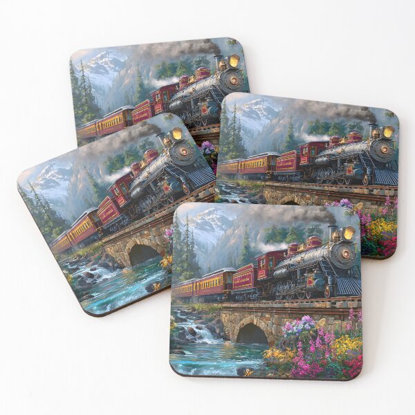 Item preview, Charming Steam Train in Scenic Mountain Landscape designed and sold by Artessie.