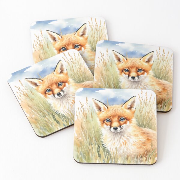Item preview, Cute watercolor red fox in meadow grass designed and sold by Hackl20.