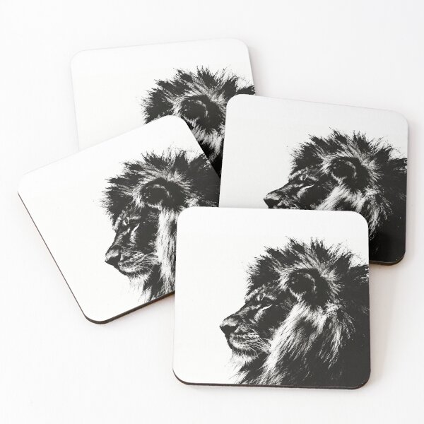 Item preview, Black and White Lion Ink Brush Portrait designed and sold by Michael J Design.