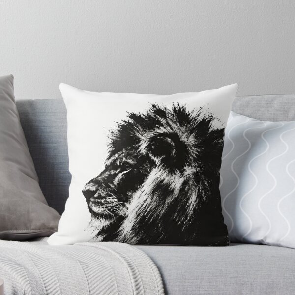 Item preview, Black and White Lion Ink Brush Portrait designed and sold by Michael J Design.