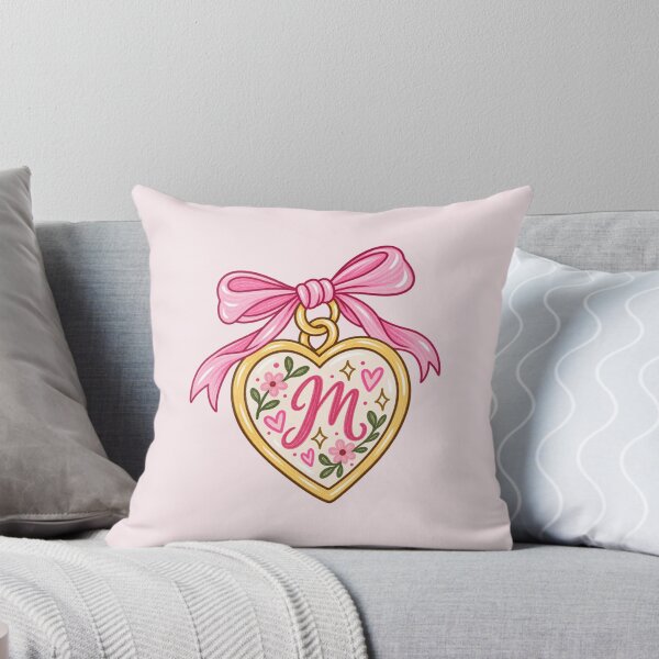 Item preview,  M Initial Heart Locket – Pink Bow Floral Monogram designed and sold by SnugbugStudios.