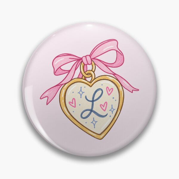 Artikelvorschau, L Initial Heart Locket – Pink Bow Personalized Letter Charm entworfen und verkauft von SnugbugStudios.